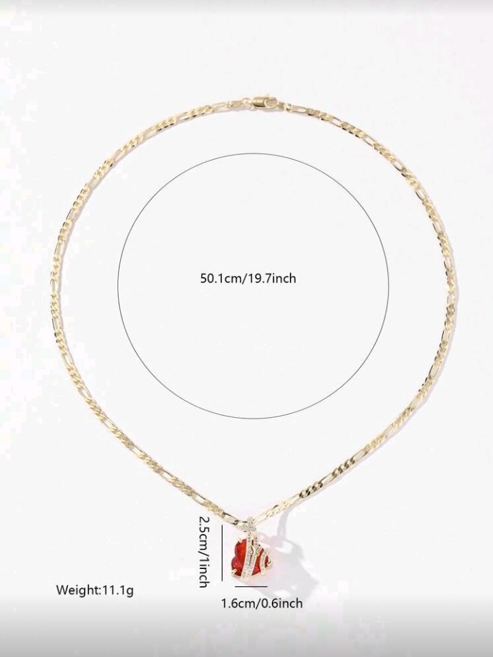14K Gold Plated Copper Red CZ Heart Necklace Butterflies White/Colorless CZ