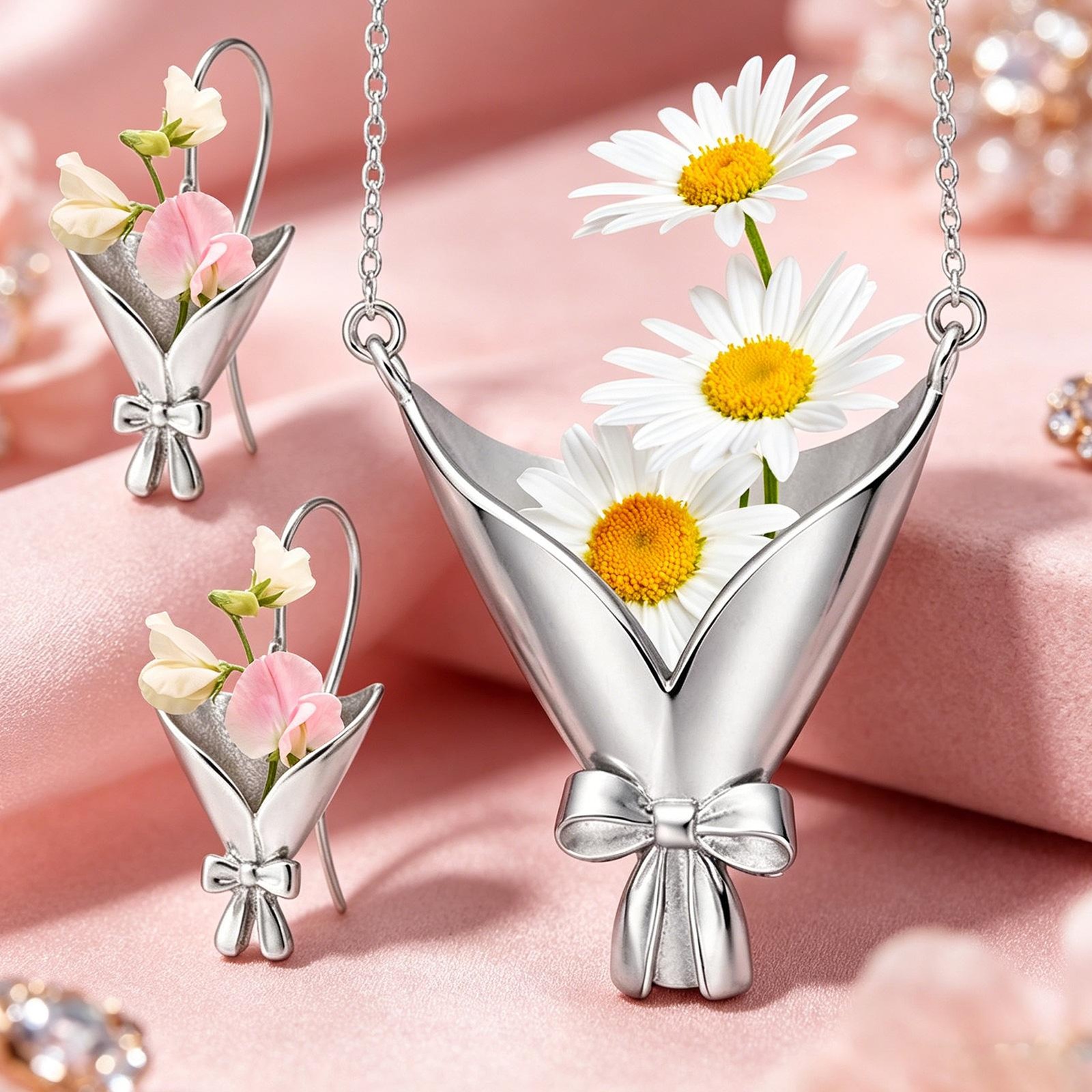 Vase Necklace Fashion Neck Jewelry DIY Flower Vase Earrings For Women Unusual