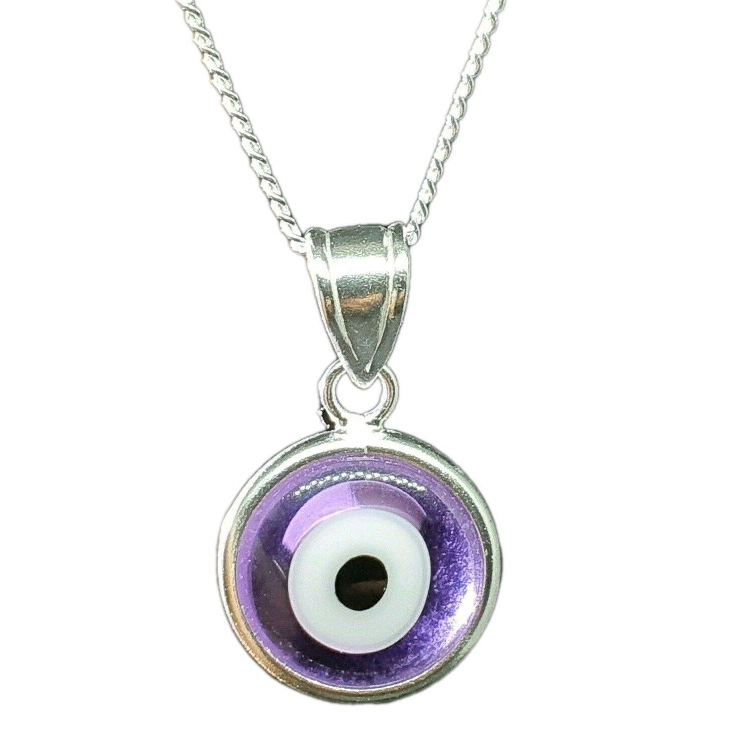 Evil Eye Pendant Amethyst Nasar Necklace Ethereal 925 Silver Jewellery & Boxed
