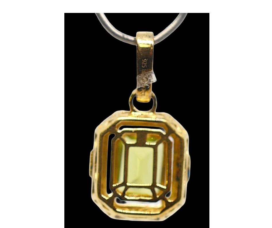 14K Yellow Gold Plated 2.49Ct Peridot .17 Ctw Lab Grown Diamond Necklace Pendant