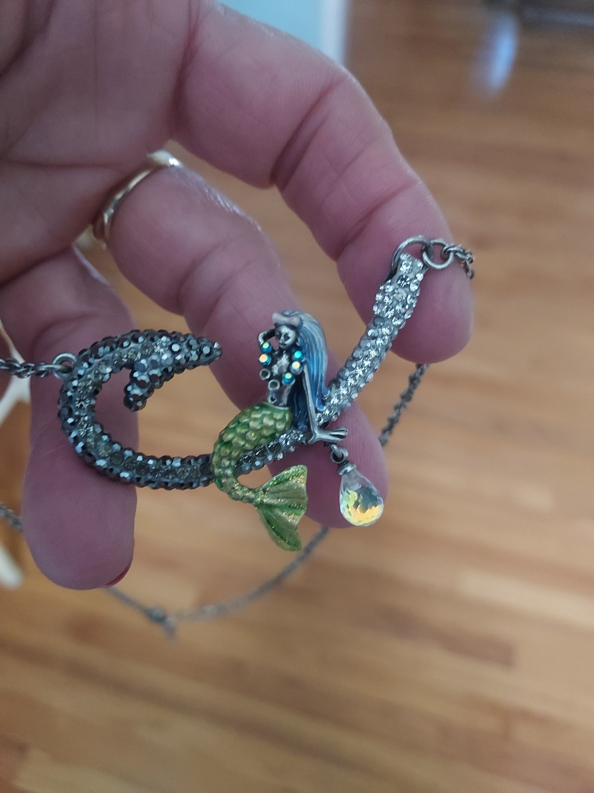 Kirks Folly Mermaid On Hook Necklace 16-20 in