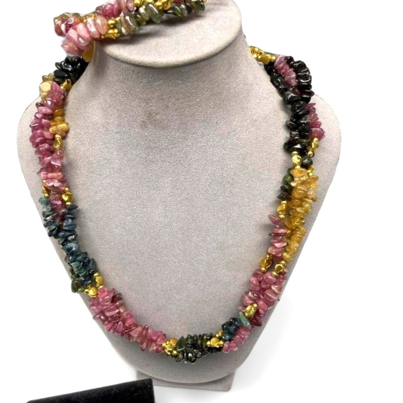 Stauer Rainbow Tourmaline Chip MultiStrand Necklace Bracelet Earrings Set