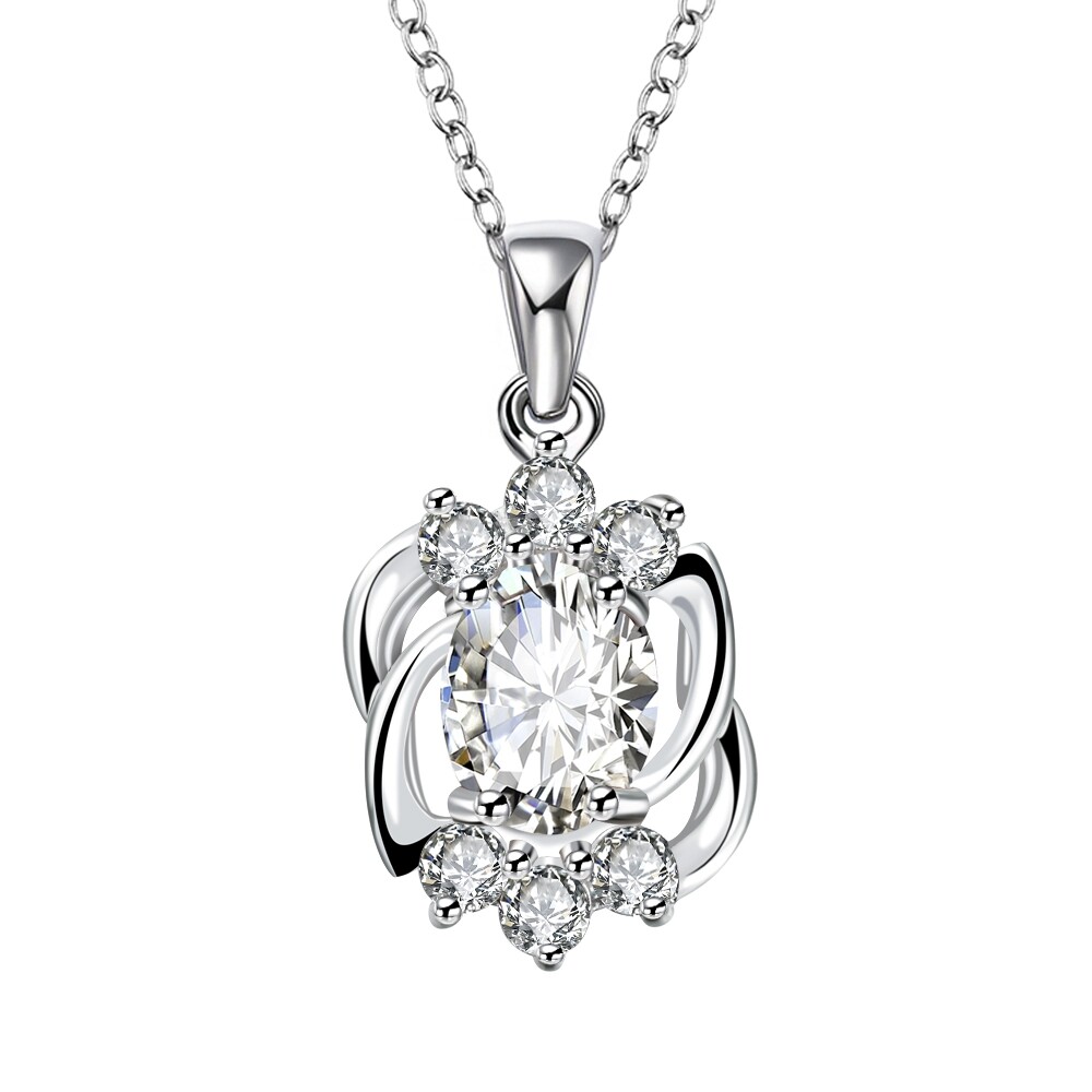 Chic 925 Sterling Silver Filled SF CZ Pendant Necklace N-A784 Gift