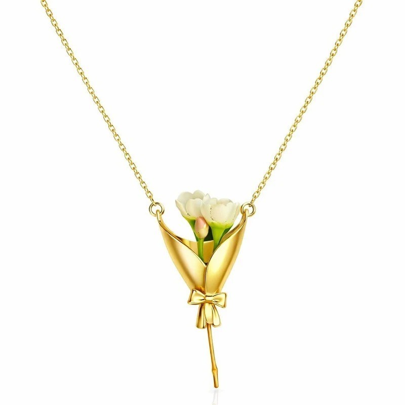 Bouquet Necklace Flower Holder Necklace Pendant Floral Vase Necklaces Gift