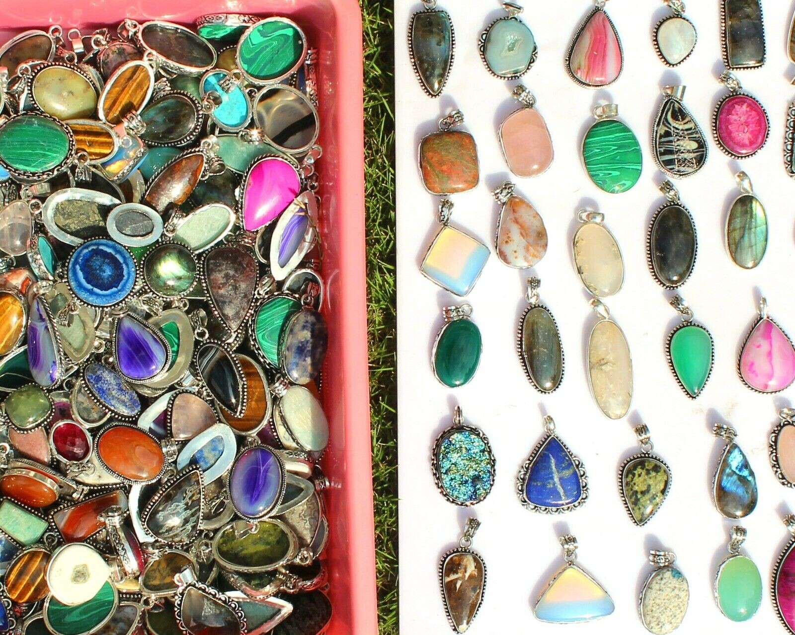 Turquoise & Mix Gemstone 925 Sterling Silver Plated 25 PCs Designer Pendant Lot