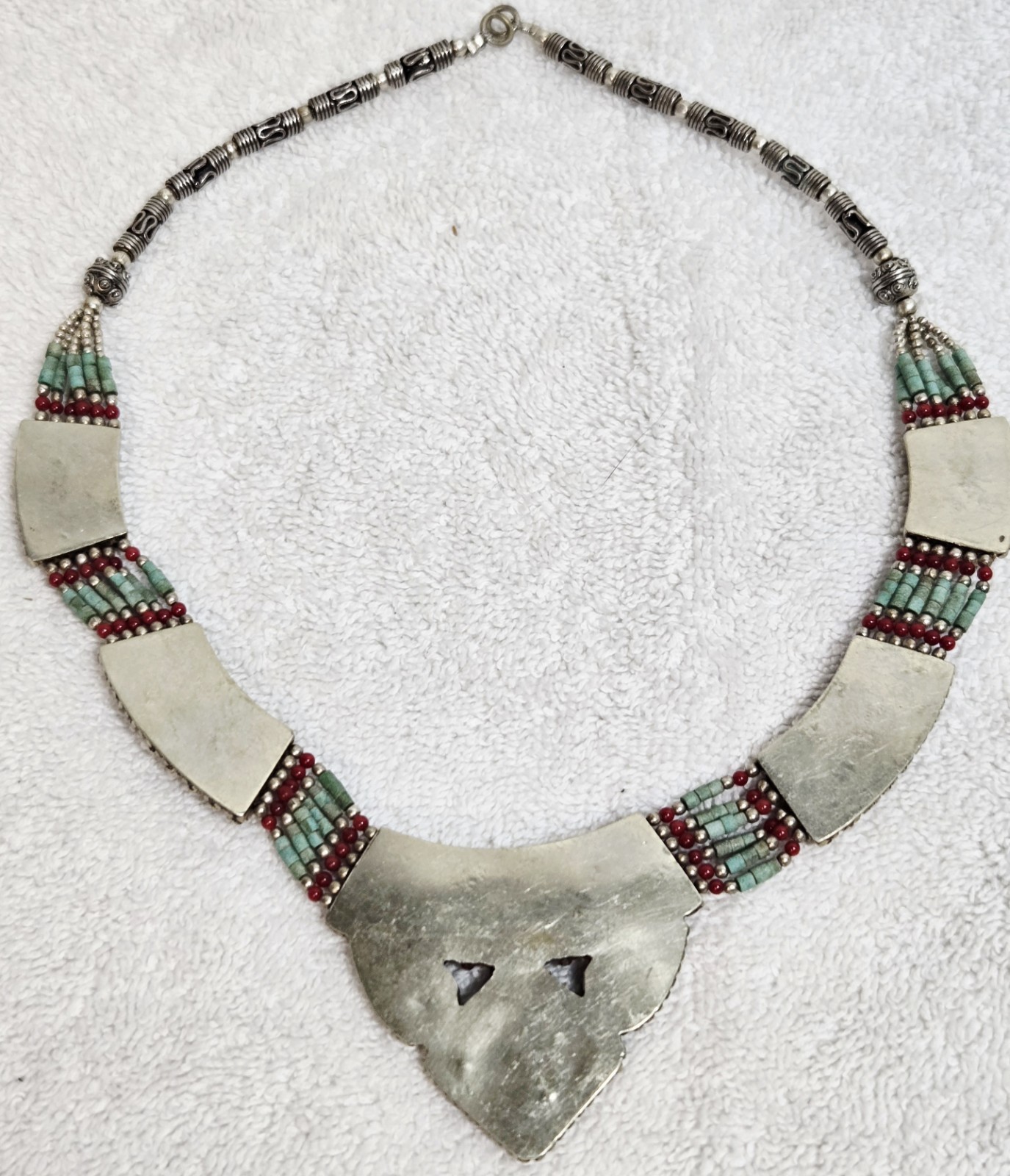 Vintage Nepal Tibetan Necklace Turquoise Tibetan Ethnic Coral Statement Piece