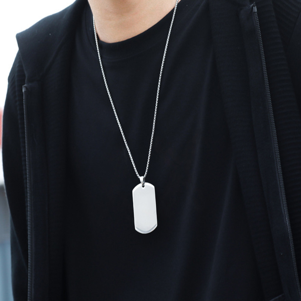 Personalized Unisex Men Engraved Dog Tag Necklace Pendant with Ball Chain