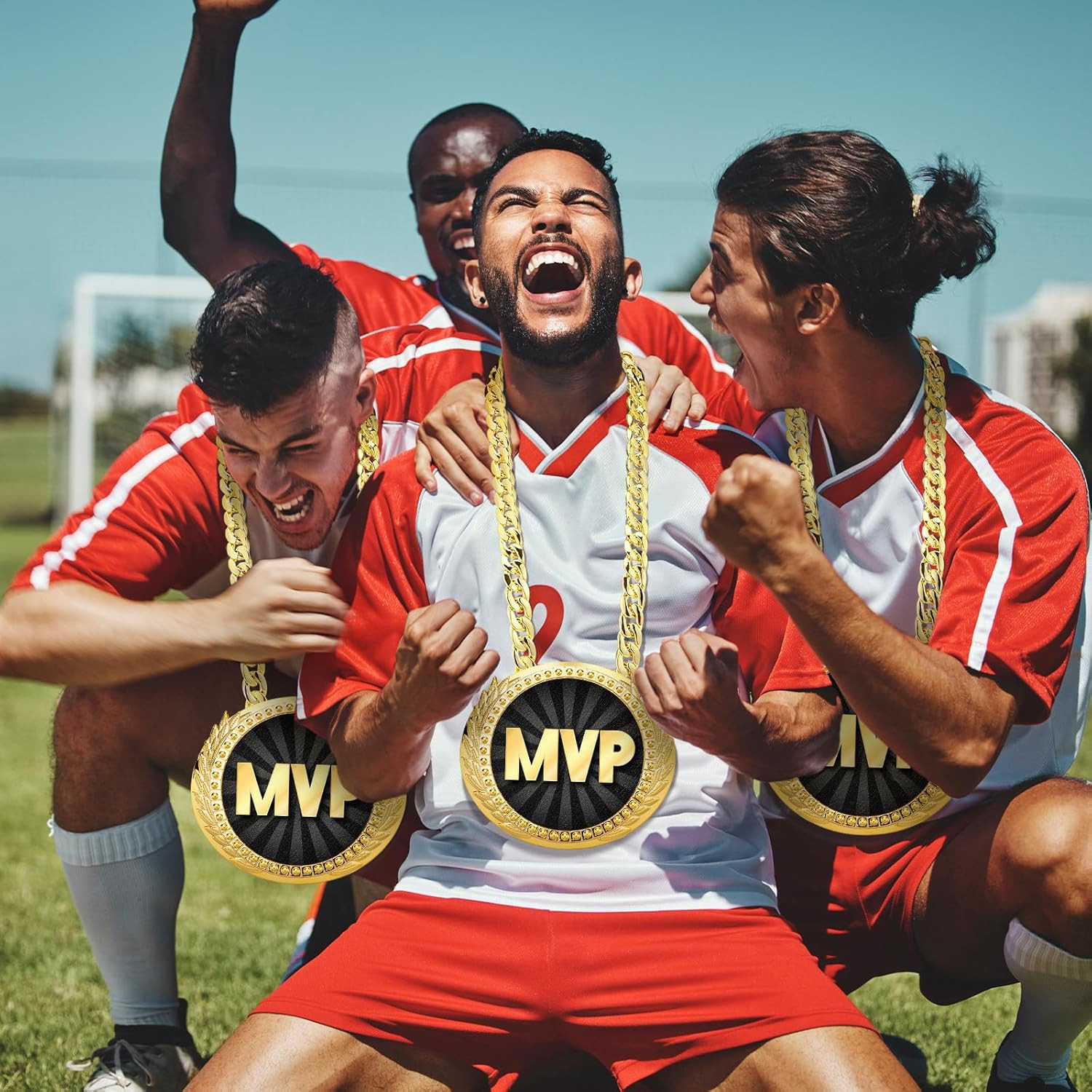 Sports MVP Turnover Chain Medal 6″ Big Gold Champ Award Necklace Chain Baseball