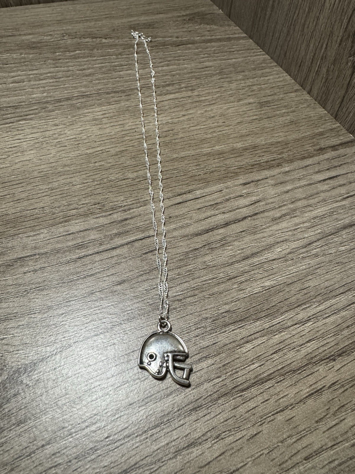 Silver Tone Football Helmet Charm Pendant Necklace, Sports Theme, Chain