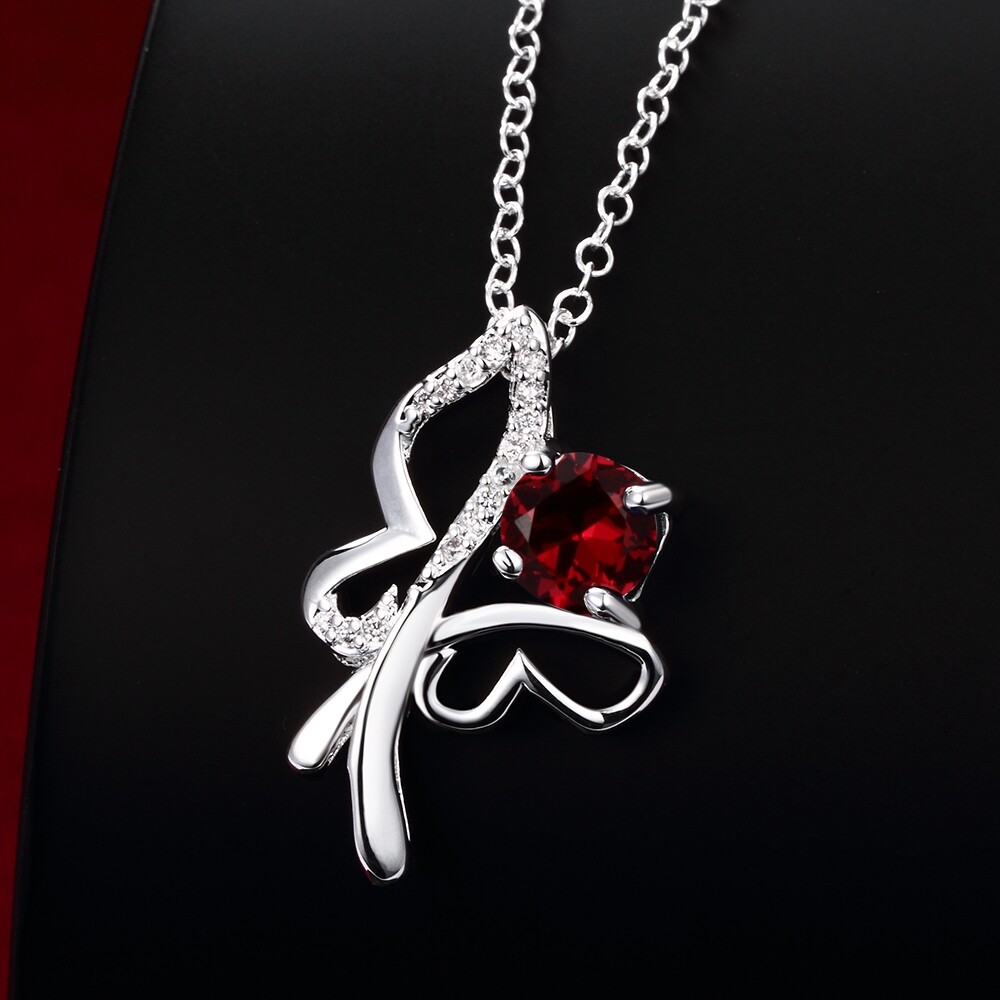 Chic 925 Sterling Silver Filled SF Flower CZ Pendant Necklace N-A780