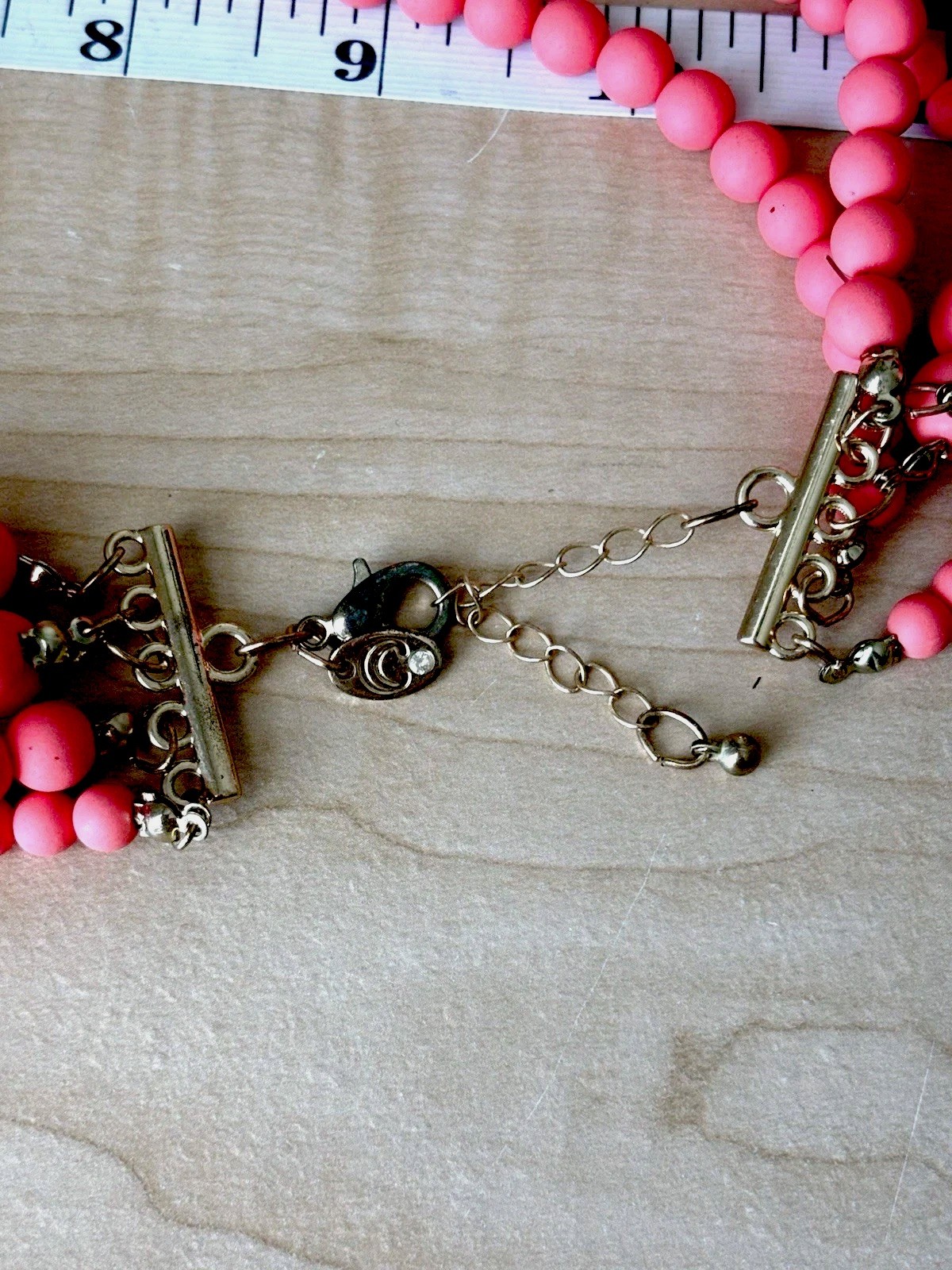 Charming Charlie Coral Colored Beaded Necklace- Multi Strands- 16-20 In Length
