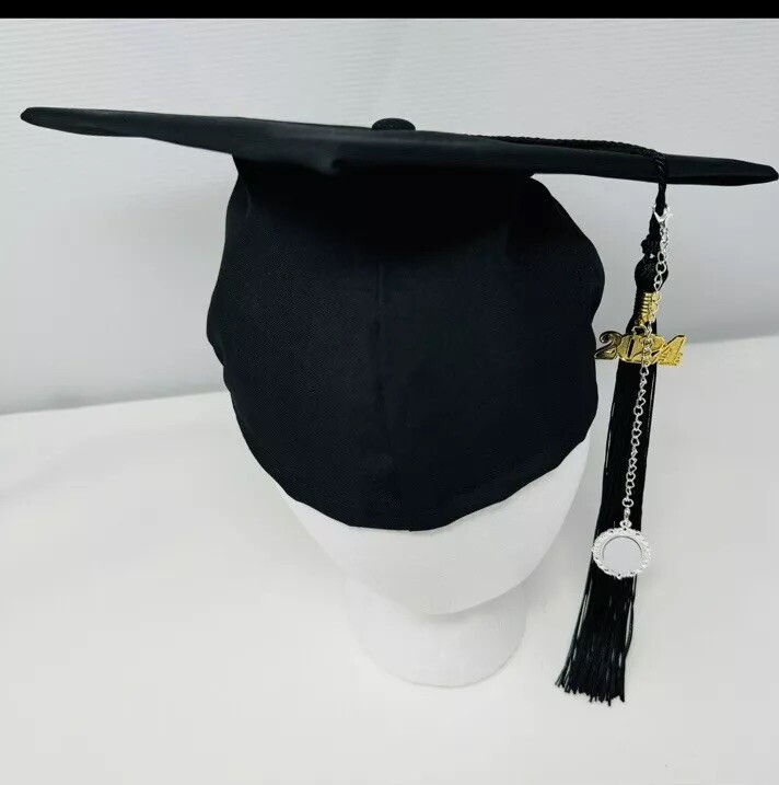 Graduation Cap Tassel Photo Charm Decoration Oval Silver Tone New Gift *1 Charm*