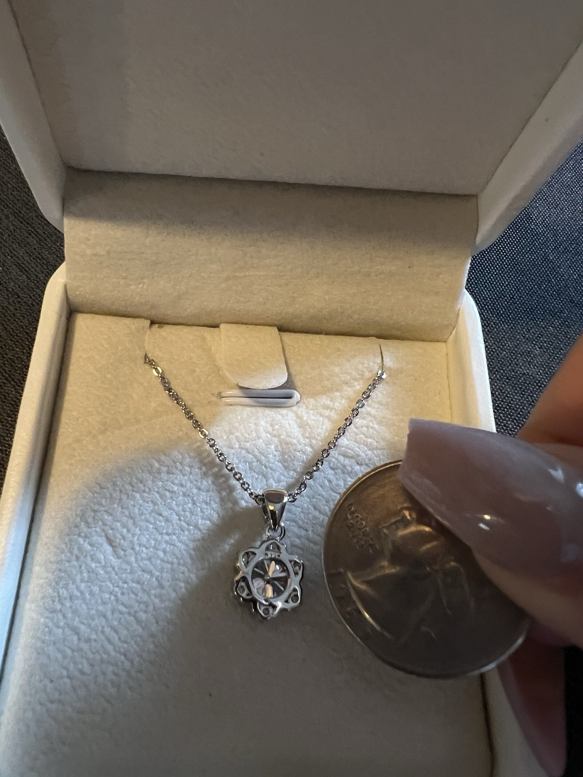 925 Silver Round Moissanite Pendant Charm Necklace White/Colorless Cable Chain