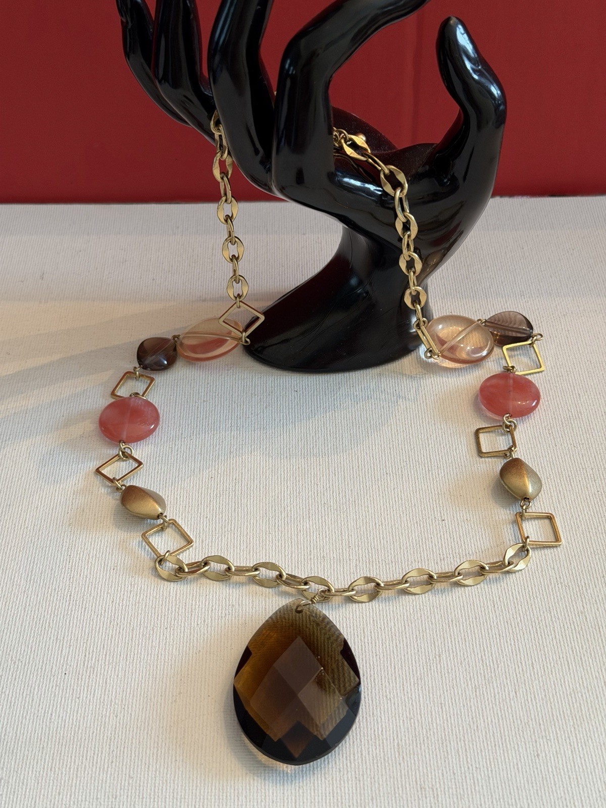 Lia Sophia HARMONY Necklace Glass & Resin Matte Gold Tone BinR
