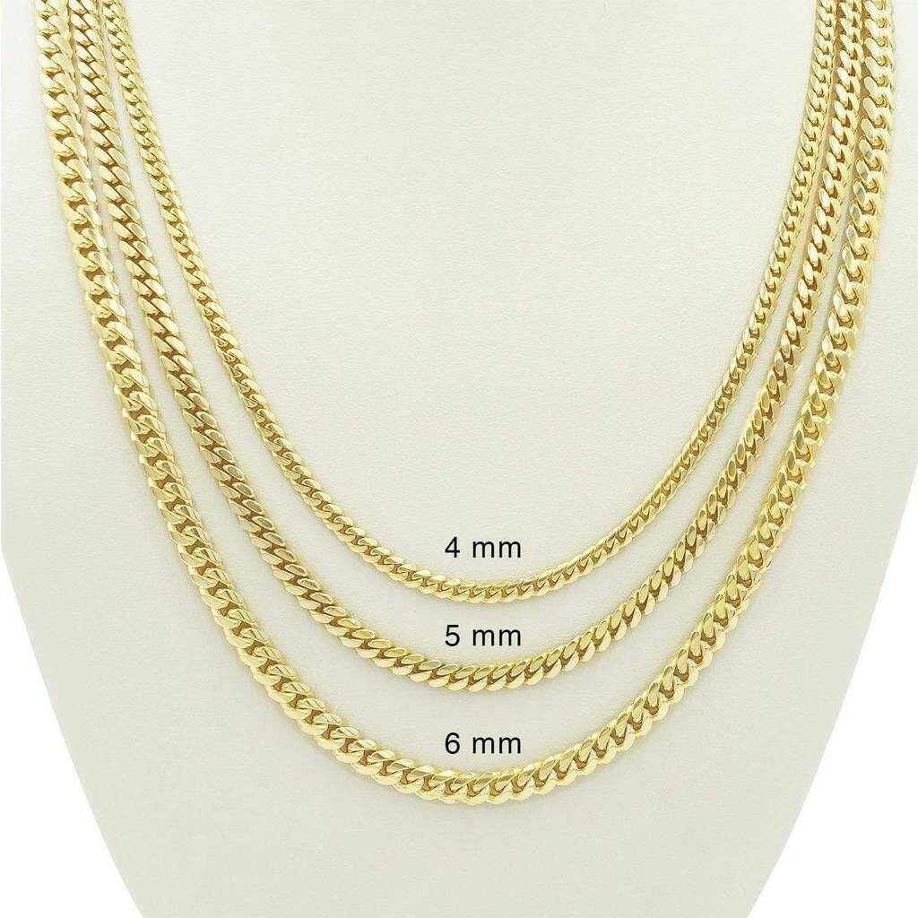 18K Gold over 316L Stainless Steel 5mm Cuban Link Curb Chain Necklace 18 inch