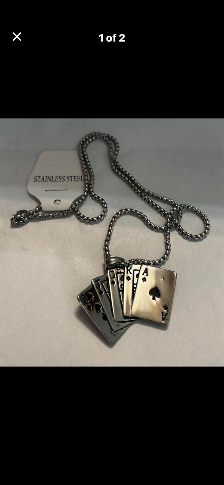 Stainless Steel Poker Royal Flush Necklace