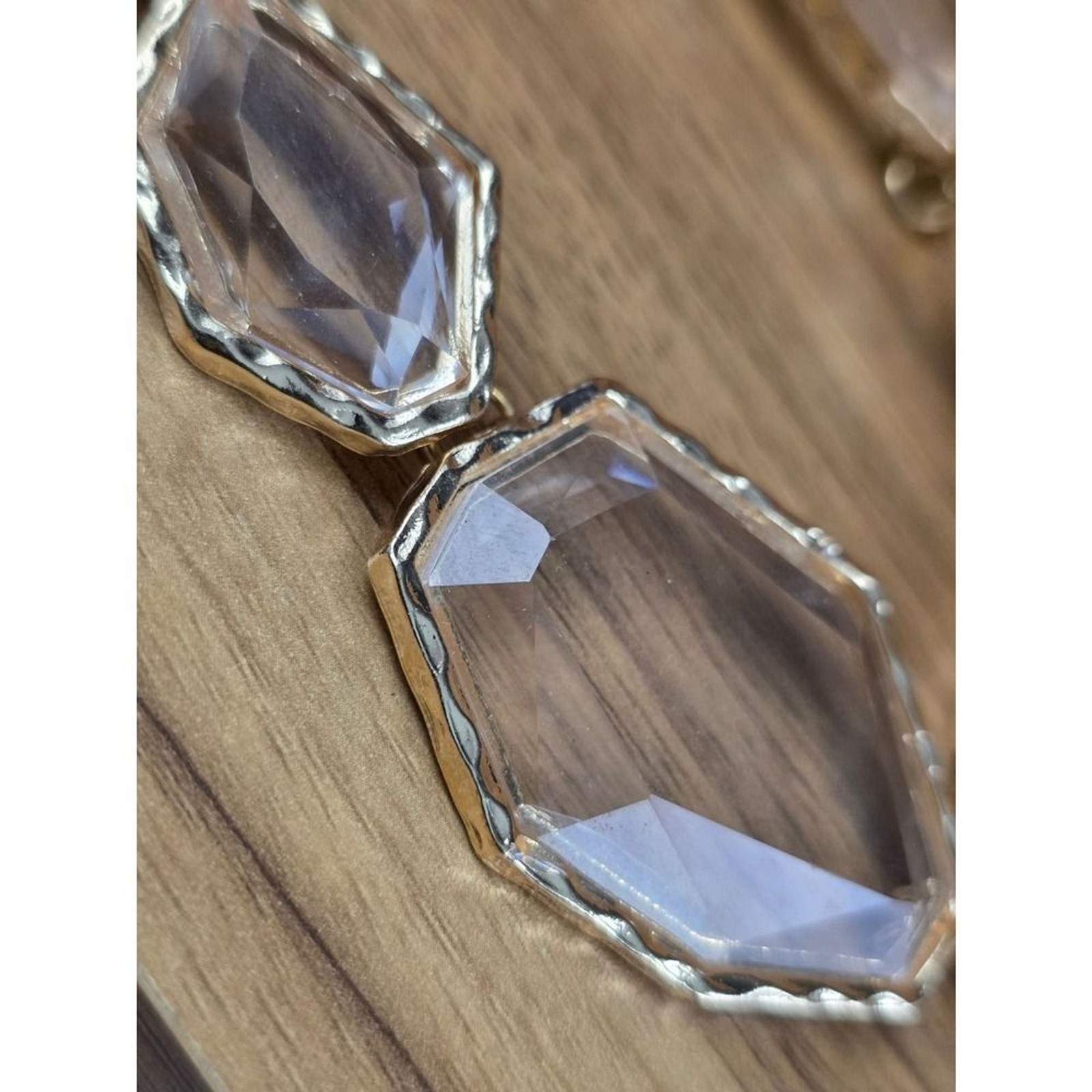 Unbranded Geometric Hexagon Link Necklace Clear Gold Excellent Statement Modern
