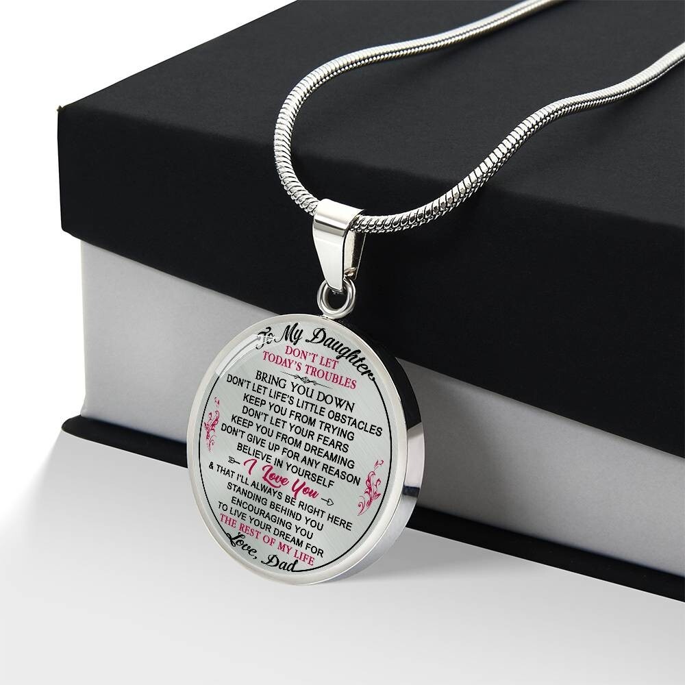 Daughter Gift from Mom, Dad Circle Necklace – Birthday Gift with Joyful Keepsake