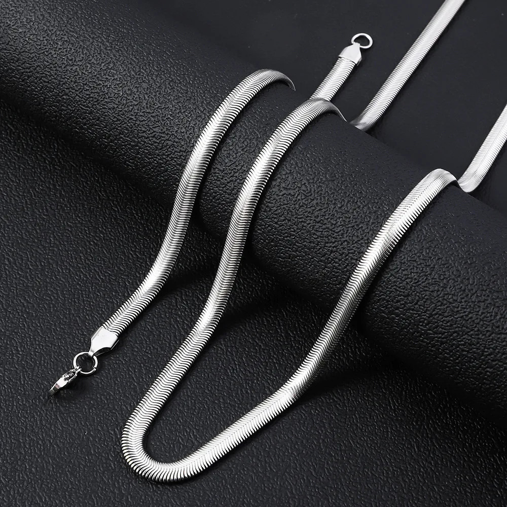 Silver Plated Flat Snake Chain 18- 24 In Necklace 2-4 mm Men Women Jewelry USA
