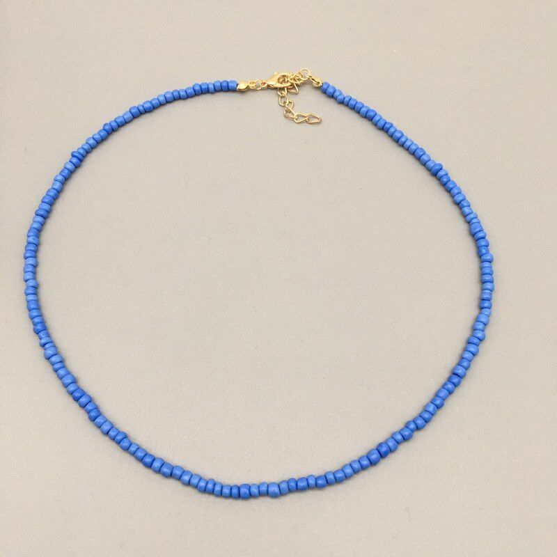 Women Necklace Seed Beads Strand String Beaded Short Jewelry 16 Inches Chokers
