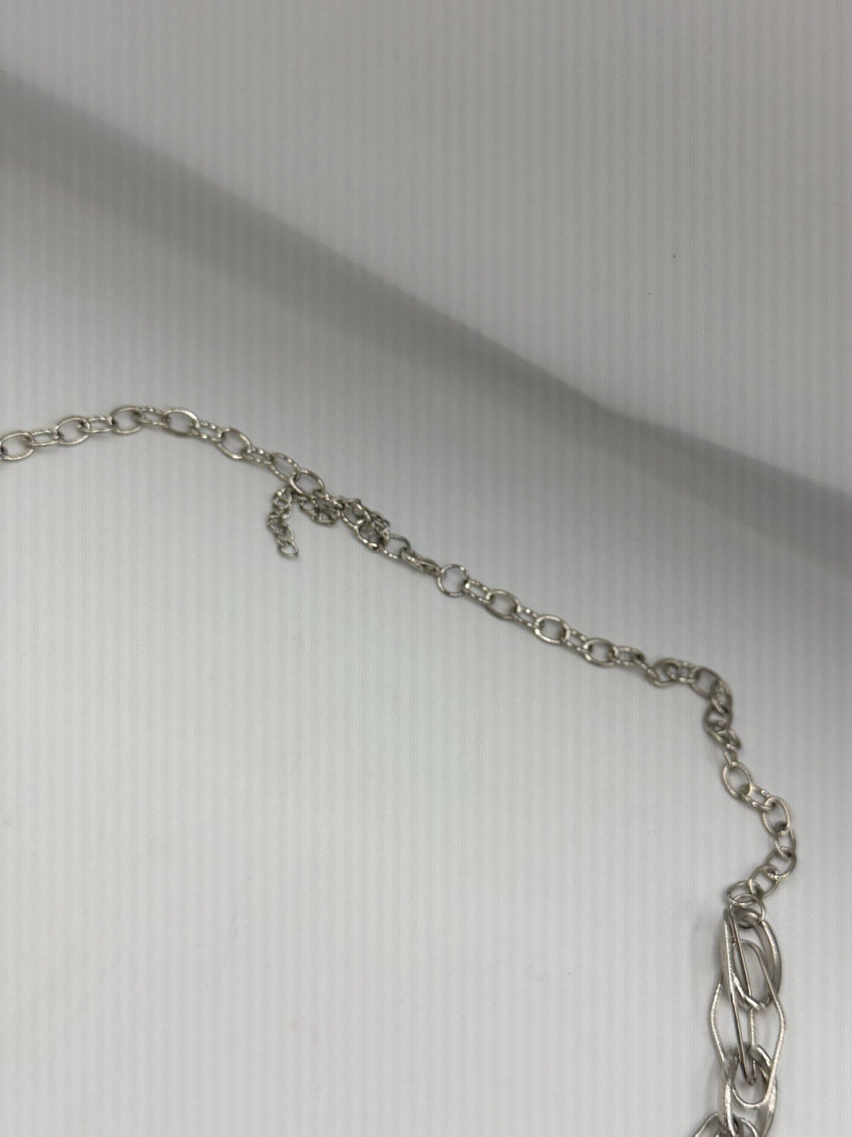 Silver Tone Abstract Link Chain Necklace Modern Geometric Adjustable