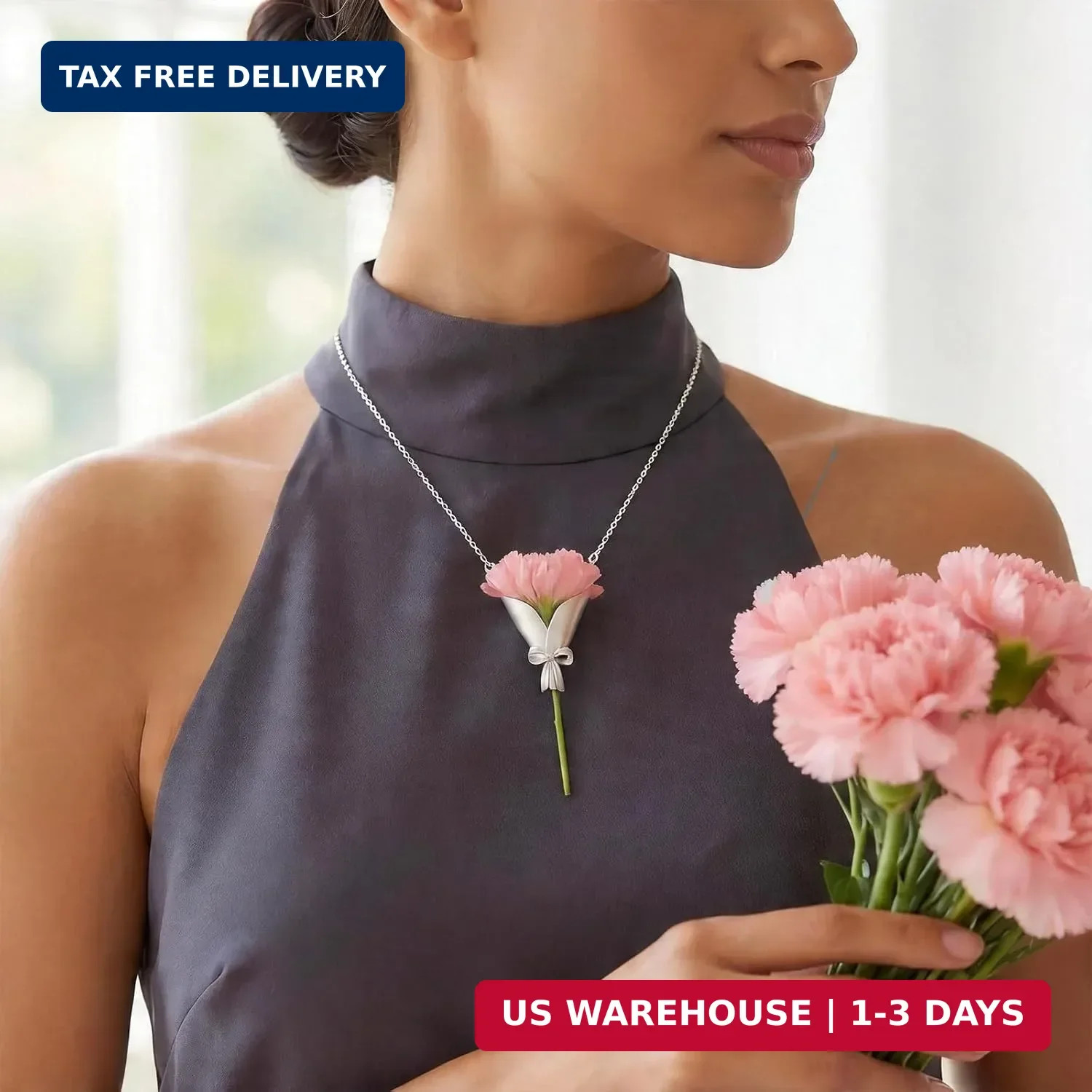 Flower Holder Necklace for Women DIY Flower Bouquet Necklace Mini Vase Pendant W