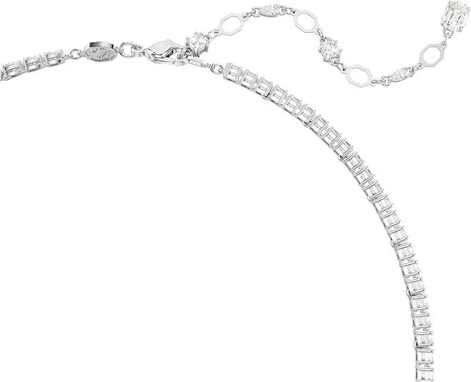 Swarovski Matrix Y Necklace Clear Crystal Rhodium Finish Jewelry