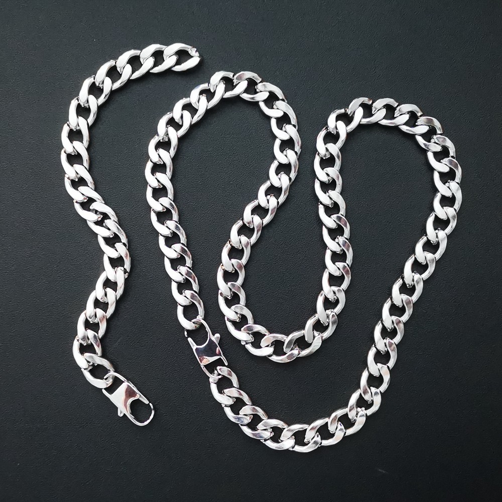 Large punk style hip-hop style stainless steel bracelet / necklace 7-30in W:12mm
