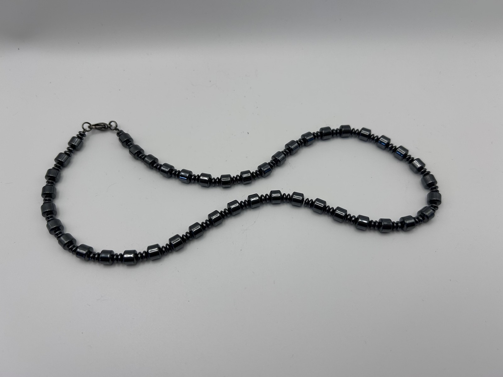 Necklace Gray Hematite Beaded 18 Inch Gemstone Strand Lobster Clasp Jewelry
