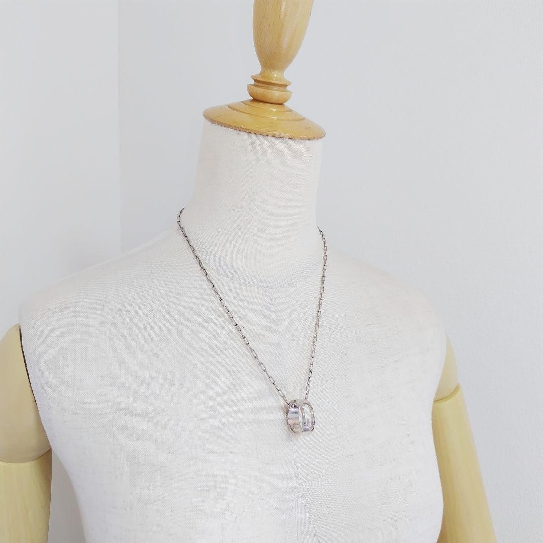 Excellent GUCCI Gucci G Logo Ring & Necklace 2 Set