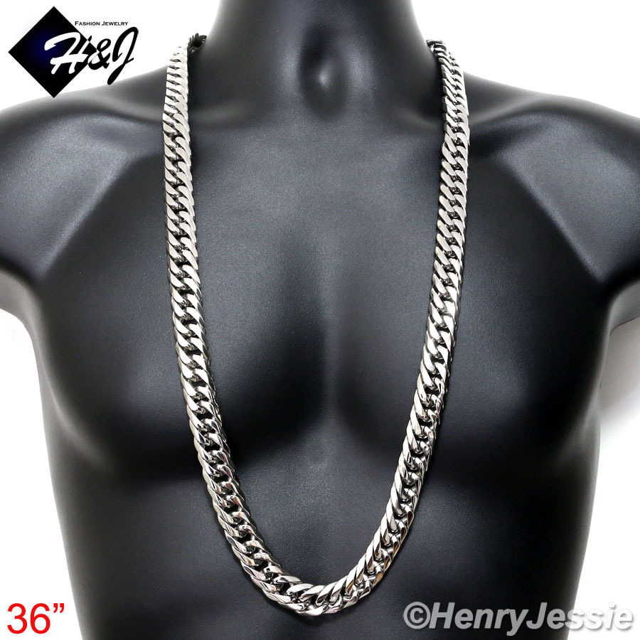 20″-40″MEN Stainless Steel HEAVY WIDE 16mm Silver Cuban Curb Link Chain Necklace