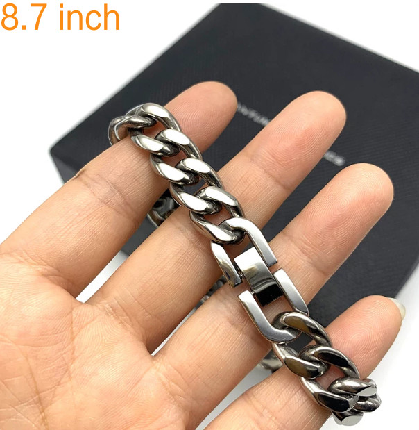 Pure Titanium Bracelet Polished 2-Side 10.5mel2 Wide 8.7″ Anti Allergic Classic