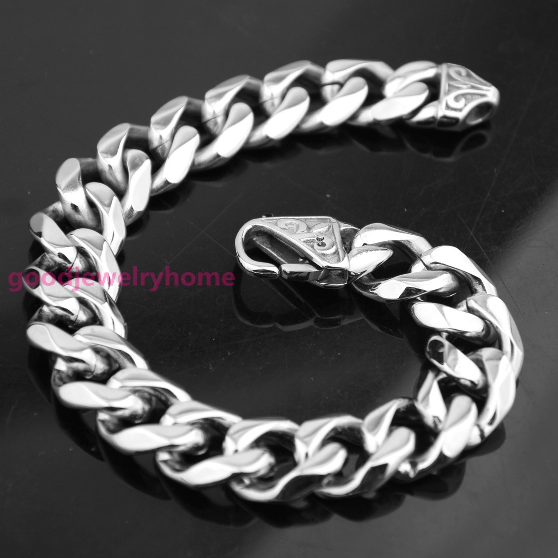 Hot 12/15/17mm Stainless Steel Silver Cool Mens Curb Cuban Chain Necklace 7-40″