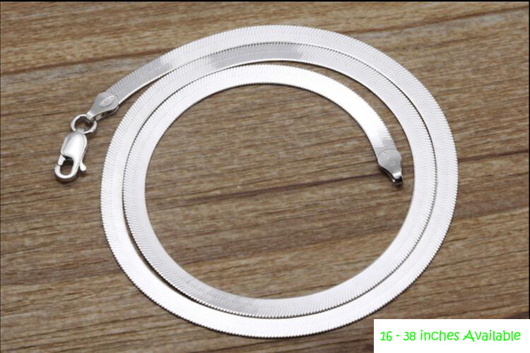 Genuine 18K White Gold Filled 16″-24 inch Italian Herringbone Chain Necklace K14