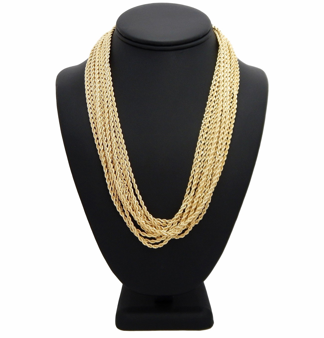 12 Piece Rope Chain Necklace 3mm 16″ 18″ 20″ 24″ 26 30 Gold Plated Wholesale lot