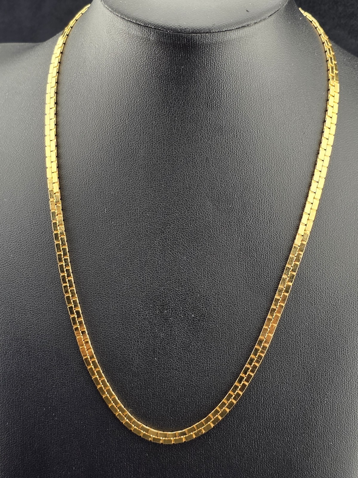 10K Gold Plated Brick Link Necklace 18.5″ Flat Articulated Chain 5mm- 15 Grams