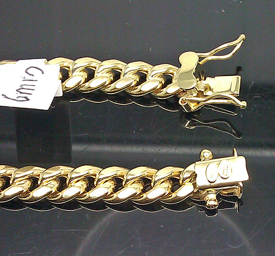 REAL 10k Yellow Gold Miami Cuban Chain Bracelet 7.5 Inch Men Women Gift Genuine