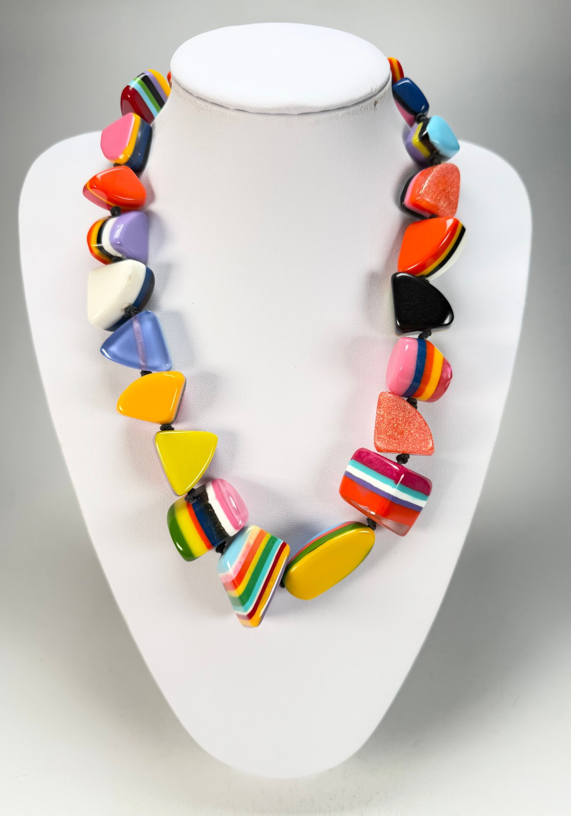 Jackie Brazil “Natural” Pop Art Large Stones 55cm Resin Necklace ( N0378 )