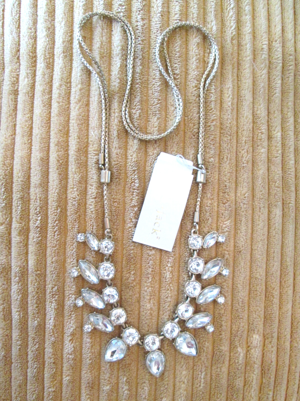 Bella Jack Clear Crystal Rhinestone Statement Necklace Gold Tone Adjustable NWT
