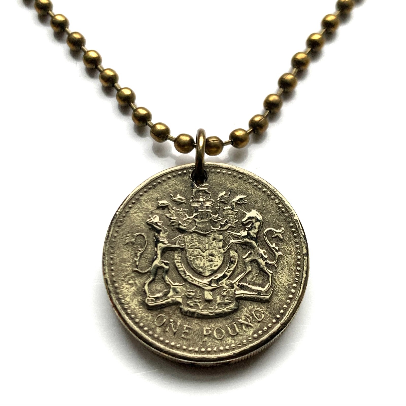 1993 United Kingdom Great Britain 1 Pound coin pendant British royal arms 001683