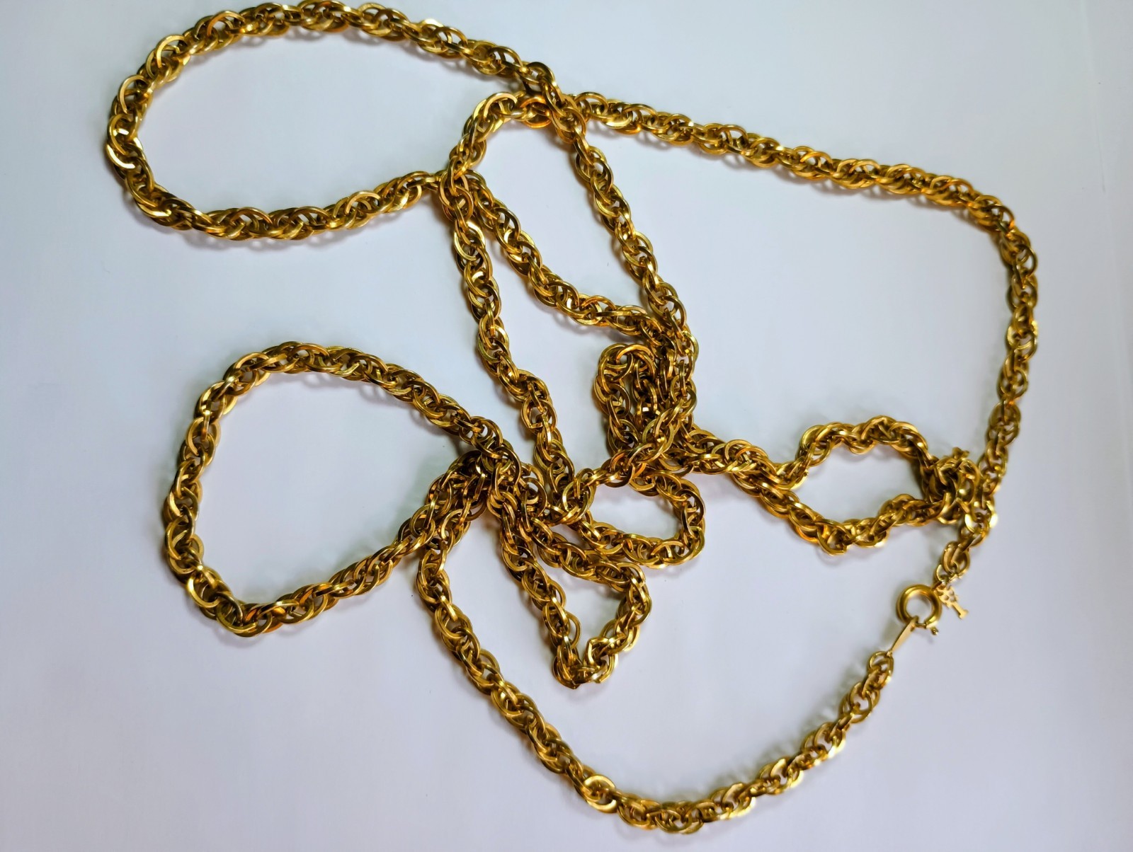 Vintage Necklace Gold Tone Chain 52 In Classic Long Jewelry or Belt Charm Tag
