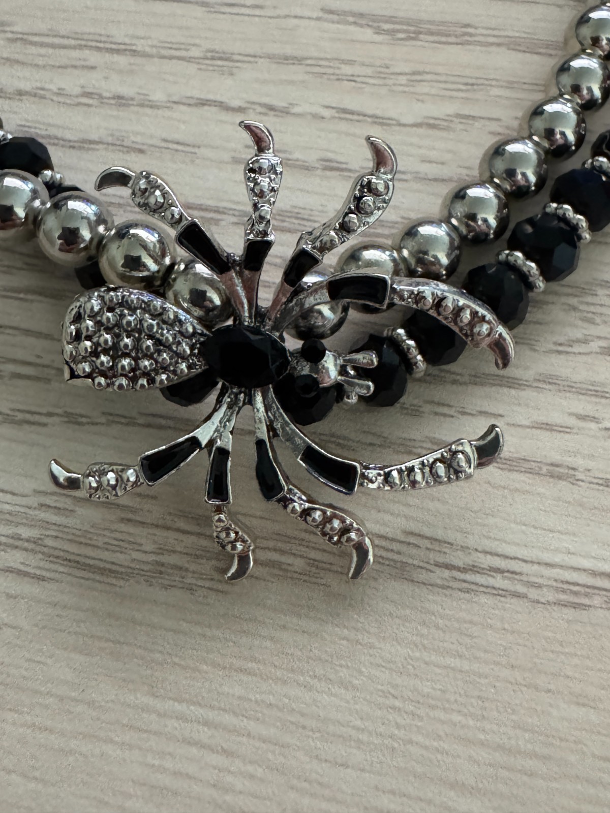 Gothic Halloween Spider Crystal Beaded Double Layer Elastic Necklace or Bracelet