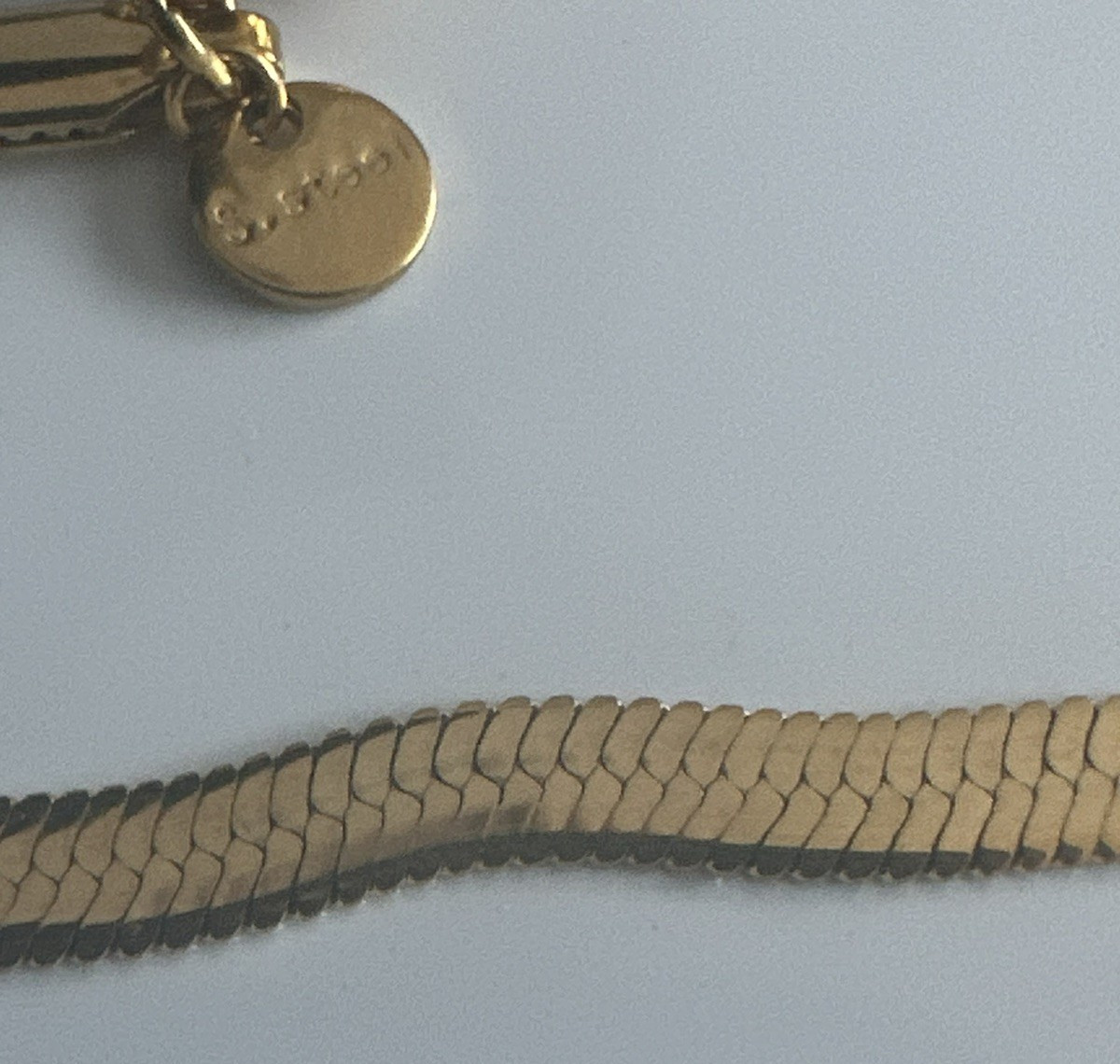 S. steel Beautiful Gold Tone Herringbone Chain Necklace Jewelry