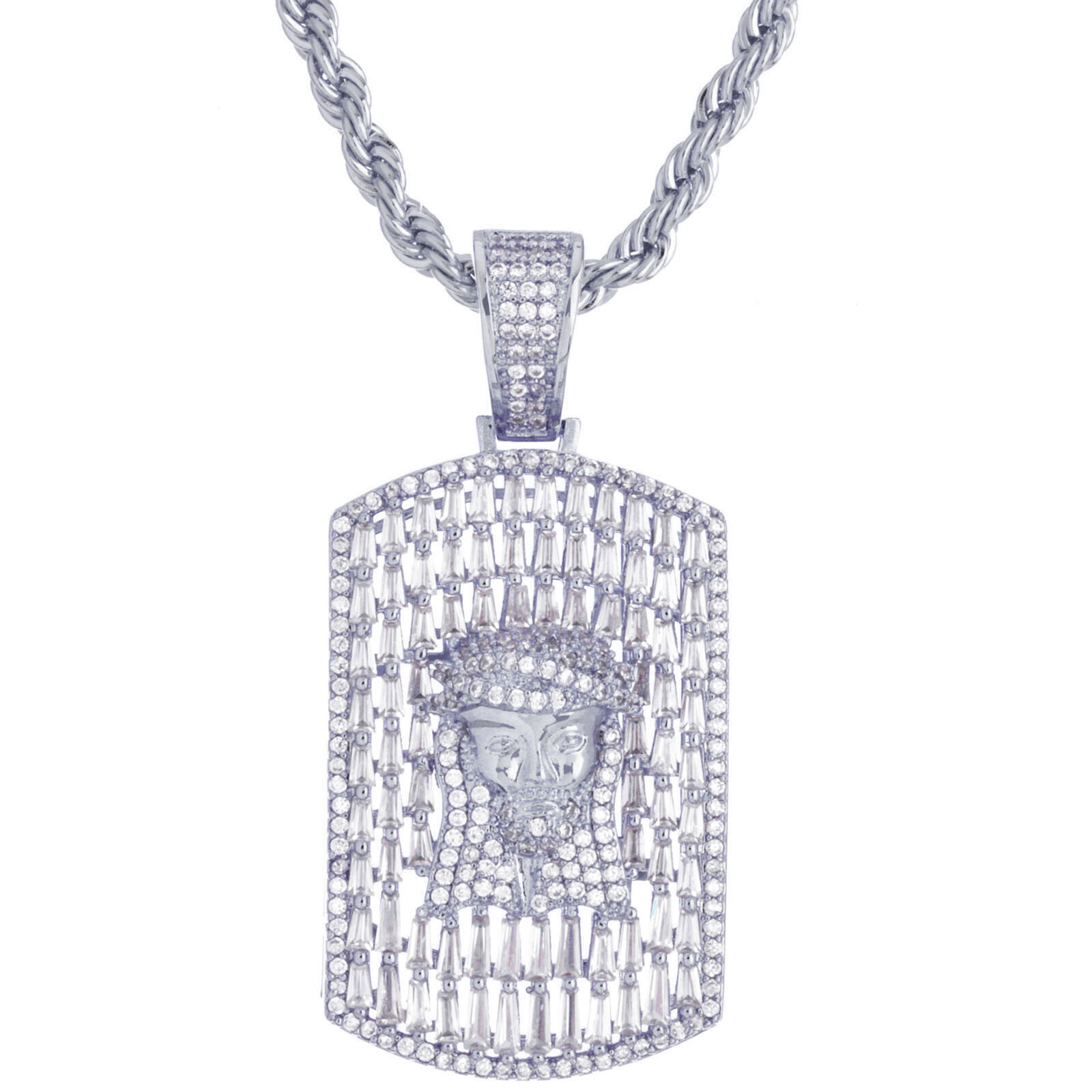 Hip Hop Dog Tag Jesus Pendant 20 inch Choker Rope Chain Necklace BCR 17098