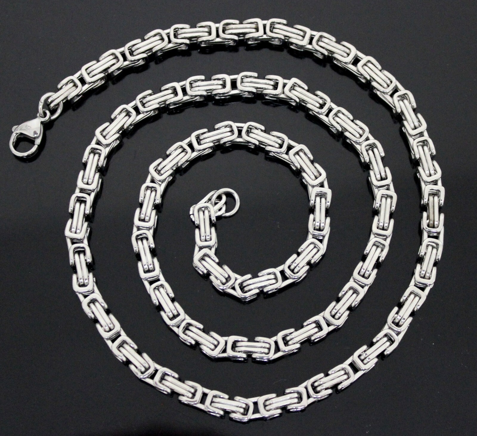 20″-26″ Stainless Steel 4/5/6mm Byzantine Box Necklace Chain Mens Jewelry