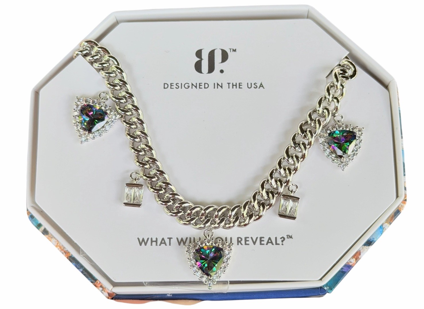 Bomb Party June Charm Necklace “Edgy Chic” NK43479 Alexandrite on Rhodium