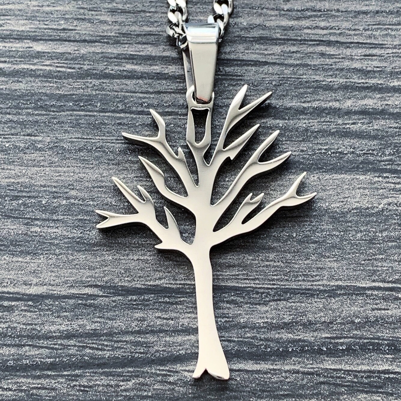Silver Tree of Life Necklace Stainless Steel Pendant Men Women Jewelry Gift