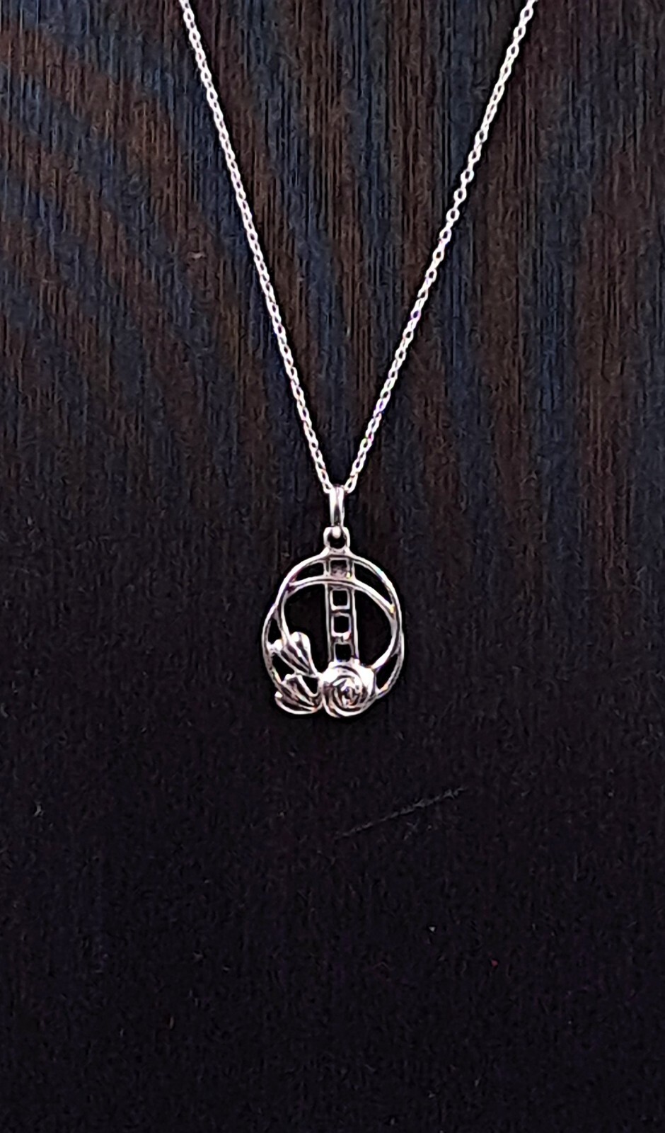 Kit Heath Sterling Silver Necklace Mackintosh Style Pendant 1997 46cm Chain