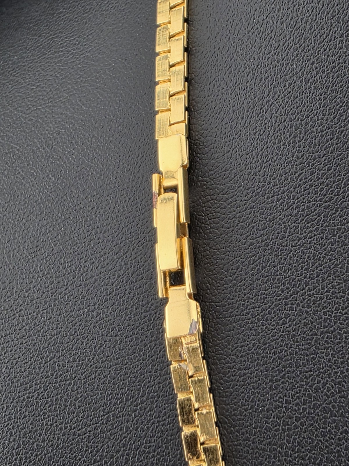 10K Gold Plated Brick Link Necklace 18.5″ Flat Articulated Chain 5mm- 15 Grams