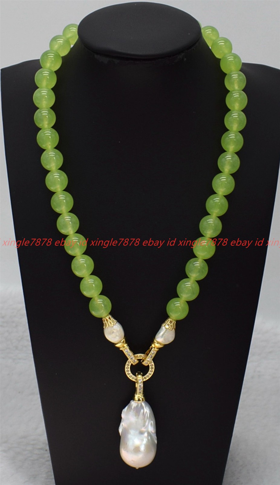 Natural 6/8/10/12mm Green Olivine White Baroque Pearl Pendant Necklace 16-32in